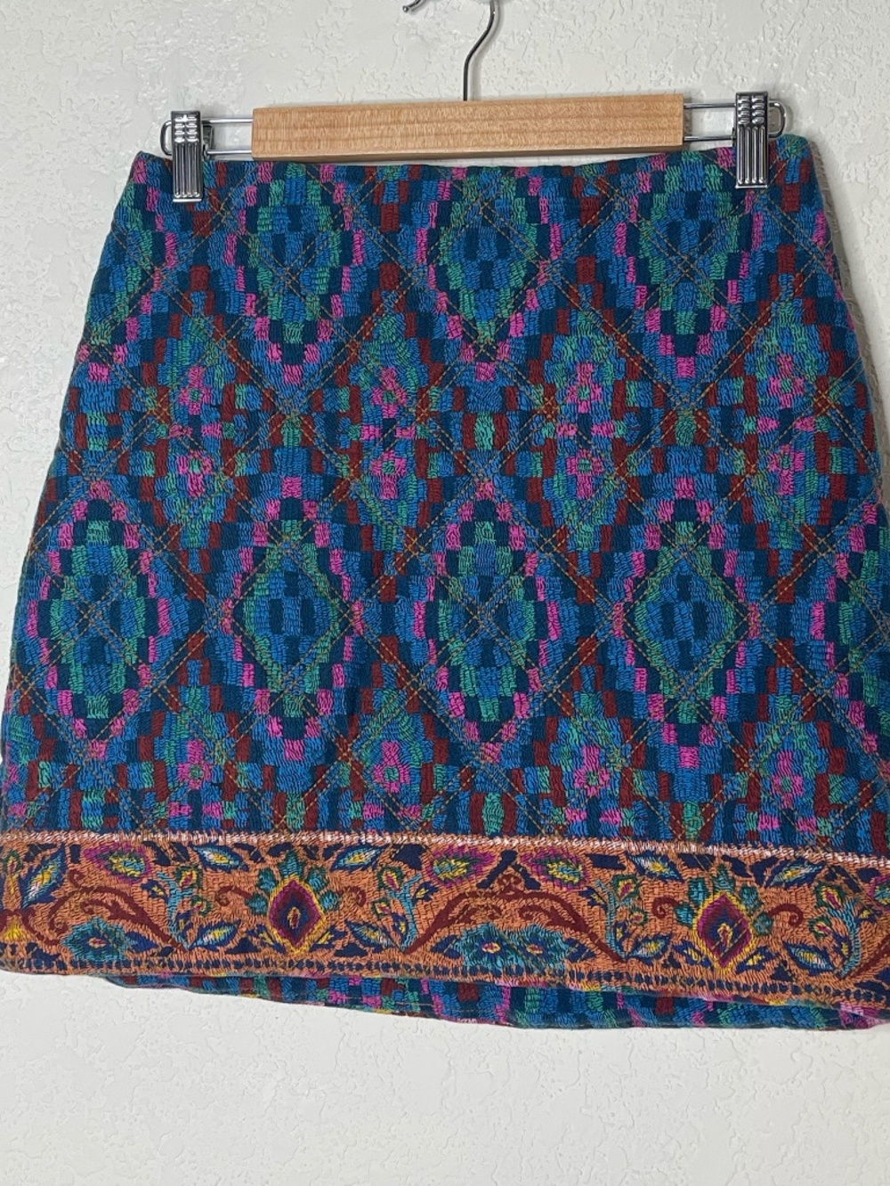 FARM Rio Quilted Mini Skirt Size Small Multicolor Geometric Print